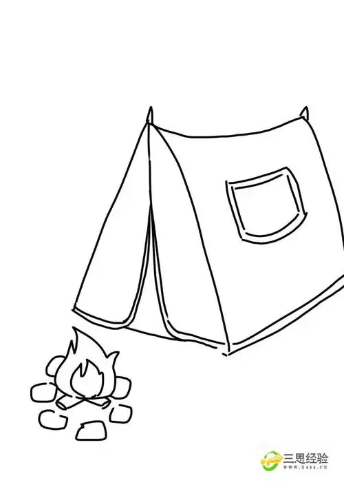 卡通简笔画:野营的场景怎么画?_三思经验网