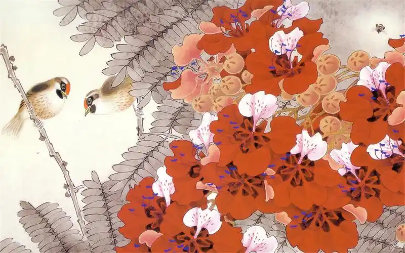 古典唯美意境中国风花草植物水墨画桌面壁纸下载