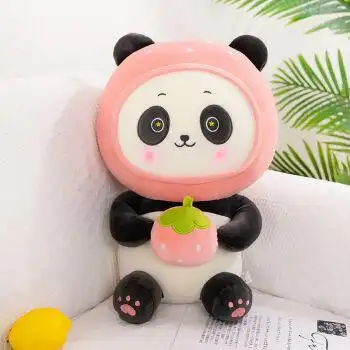 甄萌可爱水果小熊猫公仔毛绒玩具大号儿童玩偶超萌陪睡布娃娃2022新款