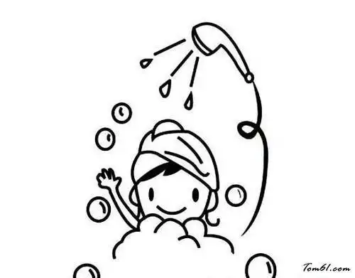 如何画洗澡 - 简笔画 - 懂得小女孩给猫咪洗澡简笔画泡澡的女孩简笔画