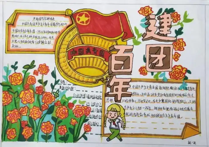 2022百年团史青春描绘手抄报