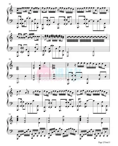 葛东琪《囍》钢琴五线谱2