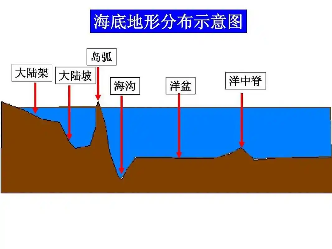地理专题:海底地形【一图一表】 海底地形: 1⃣️大陆架 2⃣