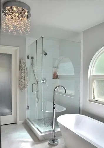 精装田园卫生间玻璃浴室装修效果图