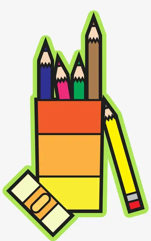 长方形矢量卡通铅笔盒