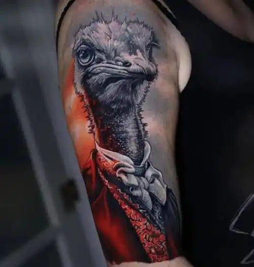 高大凶猛的鸵鸟纹身