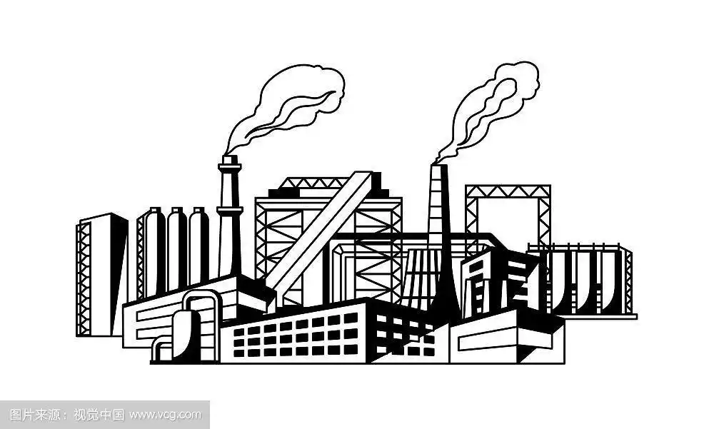 工业工厂背景.制造建筑插图在平面风格.