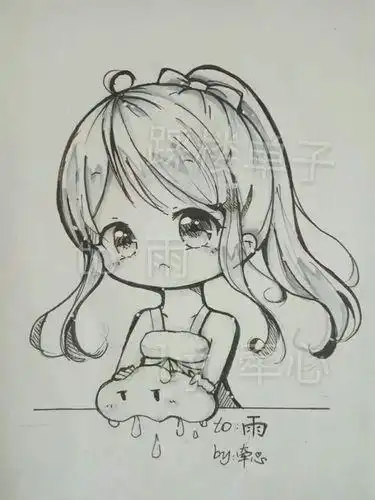 q版杨颖简笔画 q版卡通美少女简笔画图片动漫人物萌少女简笔画q版人物