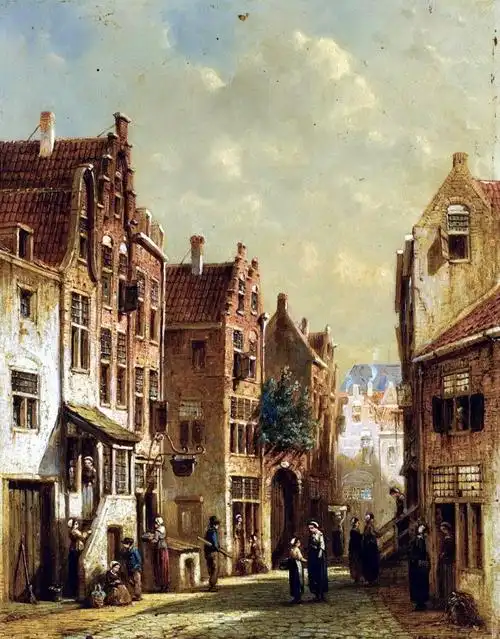 世界油画名家笔下的十九世纪欧美小镇风情欣赏