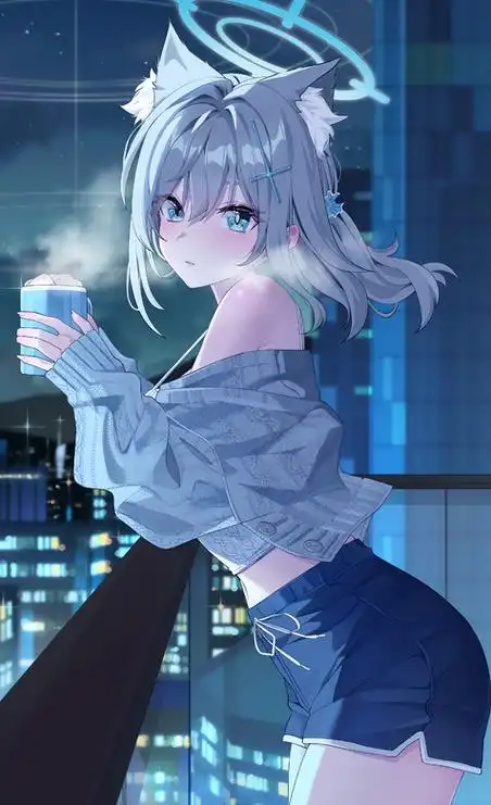 手机壁纸蓝精灵般精致ai长发短裙动漫女孩高清手机壁纸图片抱着葡萄酒