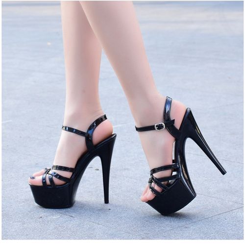 0恨天高15cm超高跟鞋细跟凉鞋女夏防水台性感夜店模特x走秀t台女0