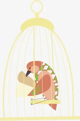 矢量图鸟笼里的小鸟