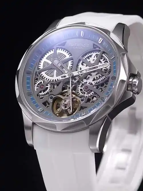 马克华菲(fairwhale)手表男士全自动机械表时尚国表镂空飞轮男表休闲