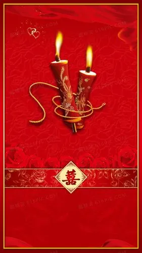 婚礼中式婚礼喜烛丝带婚庆婚礼背景婚礼请柬婚宴红色h5背景结婚图精灵