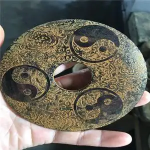 玉石古玩古董玉环收藏复古做旧工艺品古墓出土阴雕仿汉代八卦玉壁
