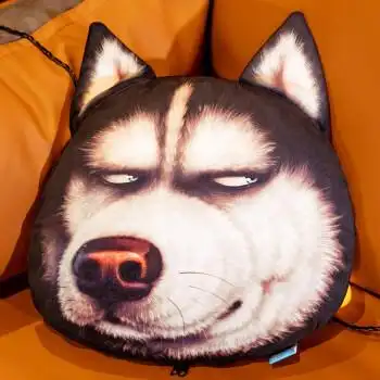 狗头抱枕哈士奇搞怪狗头沙雕抱枕被子两用冬季加厚折叠被办公室午睡