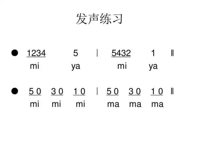 【正文】 发声练习●12345|54321‖miyamiya●503010|503010‖mimimi