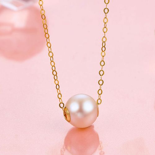 淡水天然项链一颗珍珠项链 正品妈妈款18k玫瑰金锁骨链年轻款女