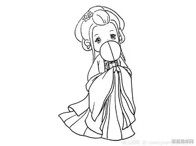 犹抱琵琶半遮面古风小女孩简笔画教程人物简笔画古装简单可爱古装人物