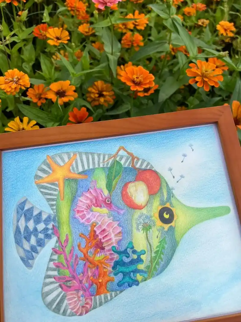 原创彩铅热带鱼 尺寸:约20cmx - 抖音