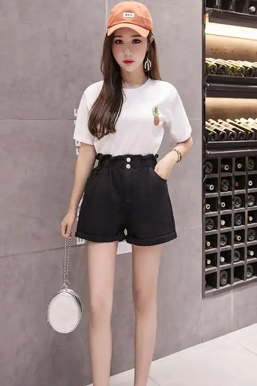 短裤夏季女高腰黑色