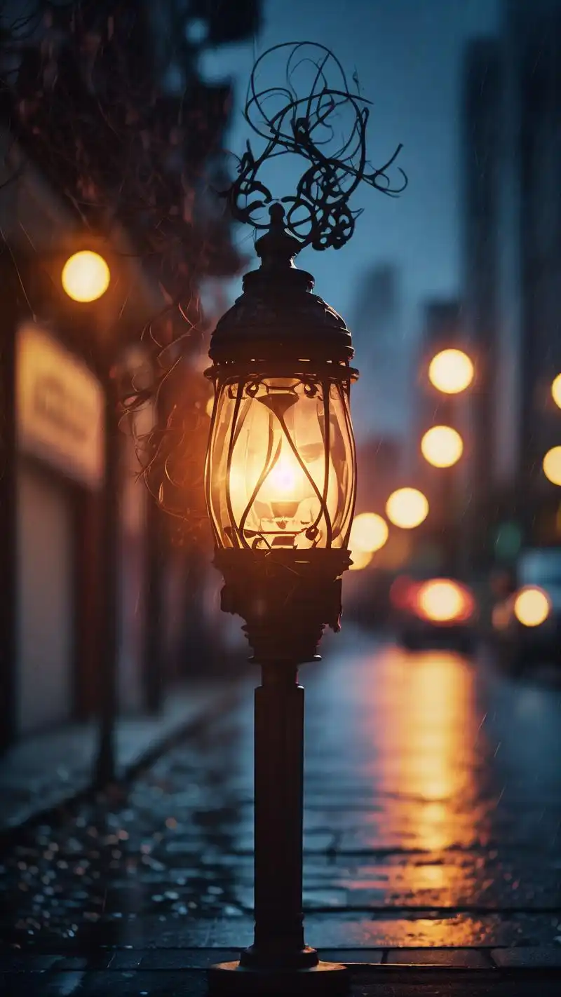 91夜晚路灯下的梦幻夜景壁纸90 穿梭在夜色中,路灯下的光影如梦似