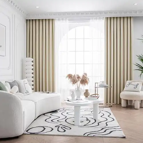 2021年新款窗帘奶油奶白奶茶米白色日式轻奢卧室客厅飘窗遮光布料