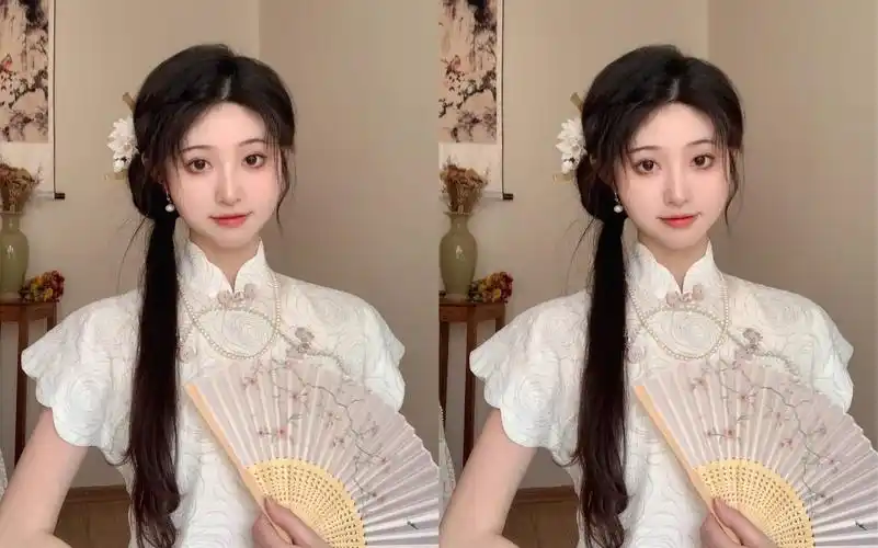 发型教程|简单全真发!温柔清冷感日常百搭旗袍编发06