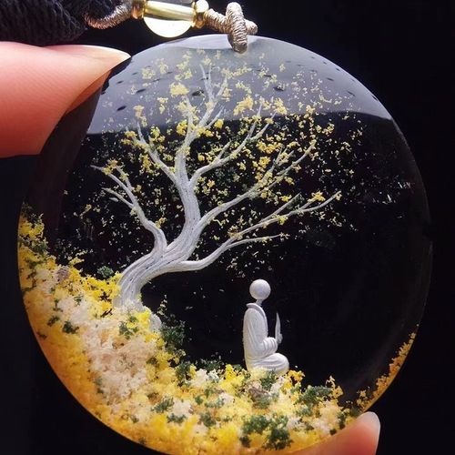 个头足俏色树打磨精细内雕悟道听经悟禅一心向佛意境唯美15-5 黄色