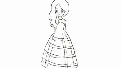 霸气女生简笔画全身画