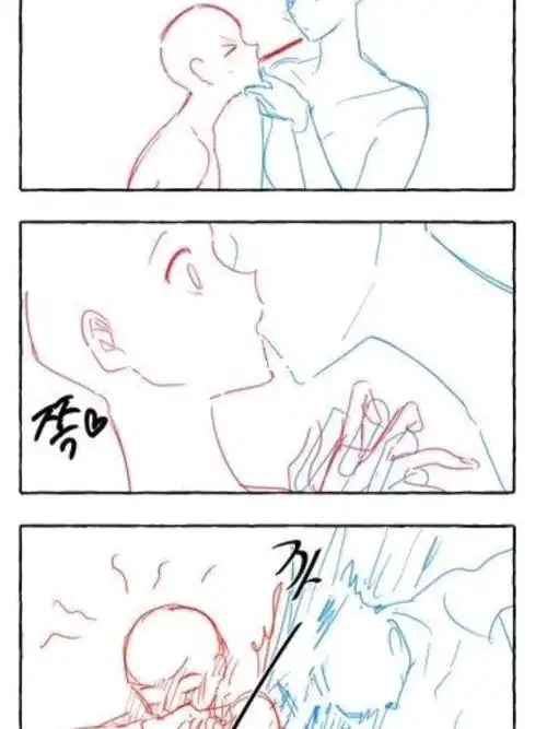 【板绘】多人互动姿势线稿素材_素材_板绘_线稿_绘画_教程_文化_绘画