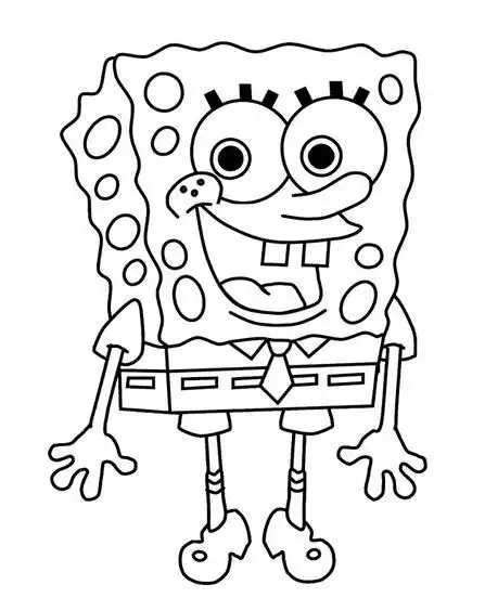 开心的海绵宝宝卡通动漫简笔画 海绵宝宝简笔画 - 9252儿童网