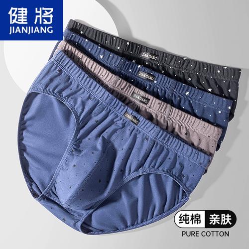 健将男士三角内裤男纯棉宽松透气运动男生裤衩头中腰男式全棉底裤