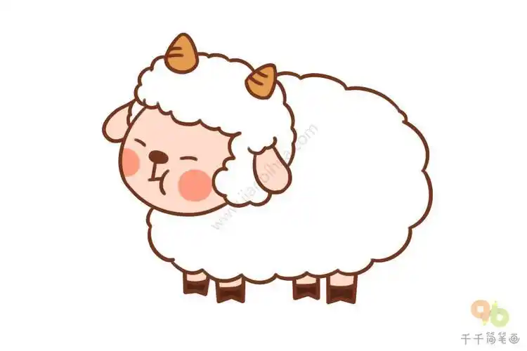 羊简笔画彩色可爱卡通