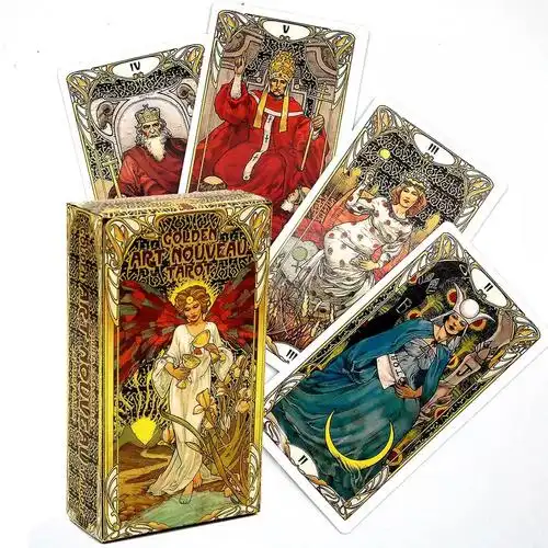 黄金艺术韦特塔罗牌经典78张卡牌 golden art nouveau tarot 桌游证版