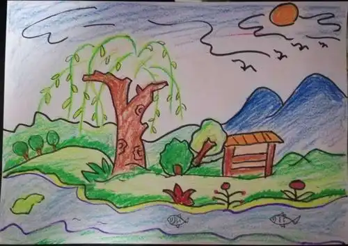 春天来了——崔尔庄镇王庄头小学四年级美术课