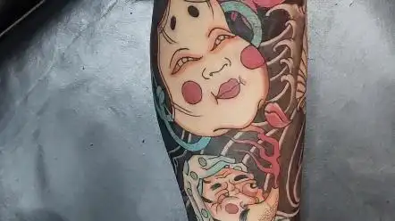 小腿老传统纹身,阿多福,火男