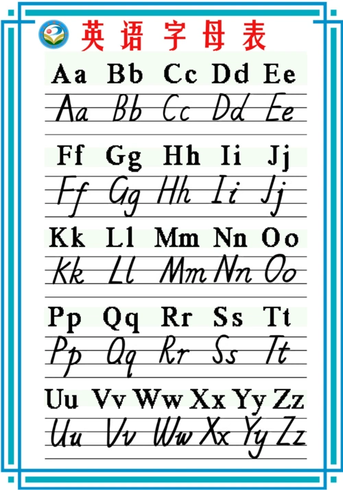 英语字母手写体,印刷体两用字母表