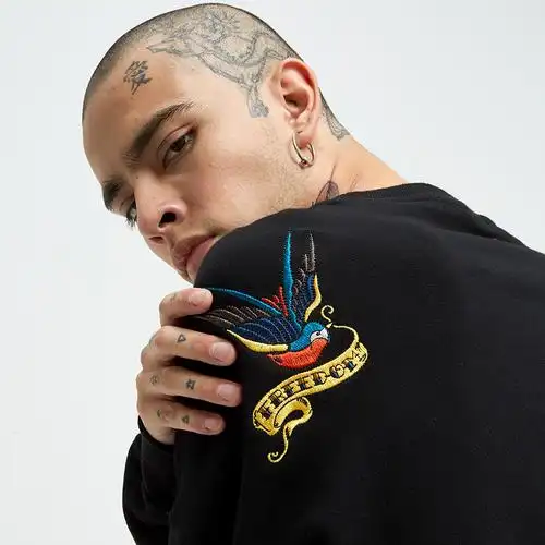 西海岸男款纹身日本复古机车骷髅oldschool匪帮oversize卫衣