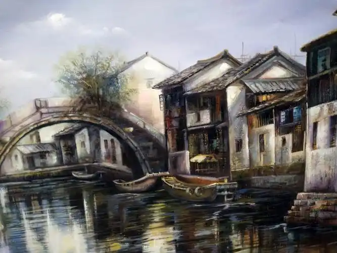 刘木波《水乡小镇系列一》 布面油画