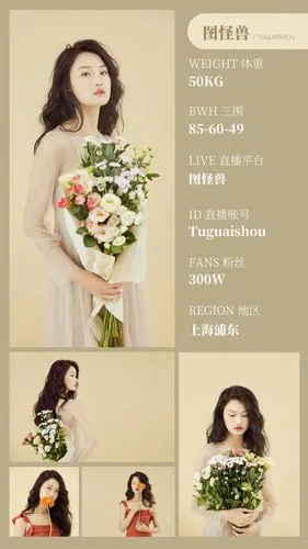 女士人物文艺风拼接竖版模卡