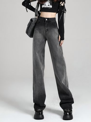 满79元减20元 秋冬季渐变烟灰色阔腿牛仔裤女欧美高街vibe宽松直筒拖