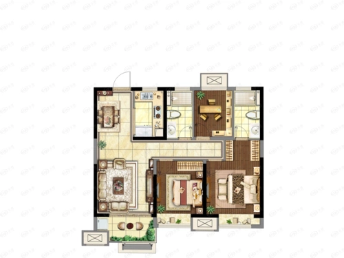 天瑞府三房两厅两位户型图