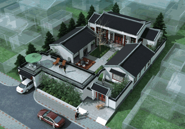 农村现代一层四合院我有个合心可以给您参考下这