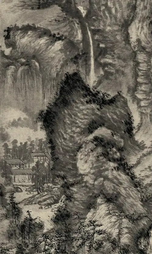 墨迹国画元王蒙青卞隐居图手机欣赏国画