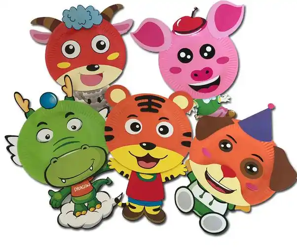 幼儿园儿童新年彩色纸盘子贴画动手工diy制作材料包宝宝益智39岁