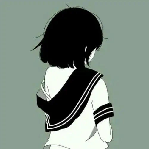 头像漫头女头黑白露肩