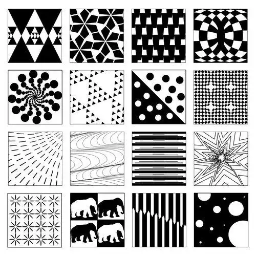 点线面是画面中最基础的3个构成元素,三元素通过重复,渐变,发射,对比