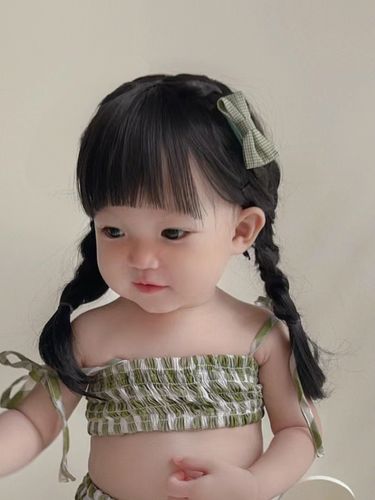 小女孩辫子假发女中长发宝宝双马尾麻花辫儿童全头套空气刘海表演