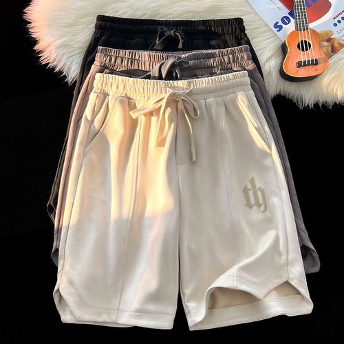 卡其色卫裤短裤男潮流牌美式重磅宽松五分裤子男生休闲5分中裤子